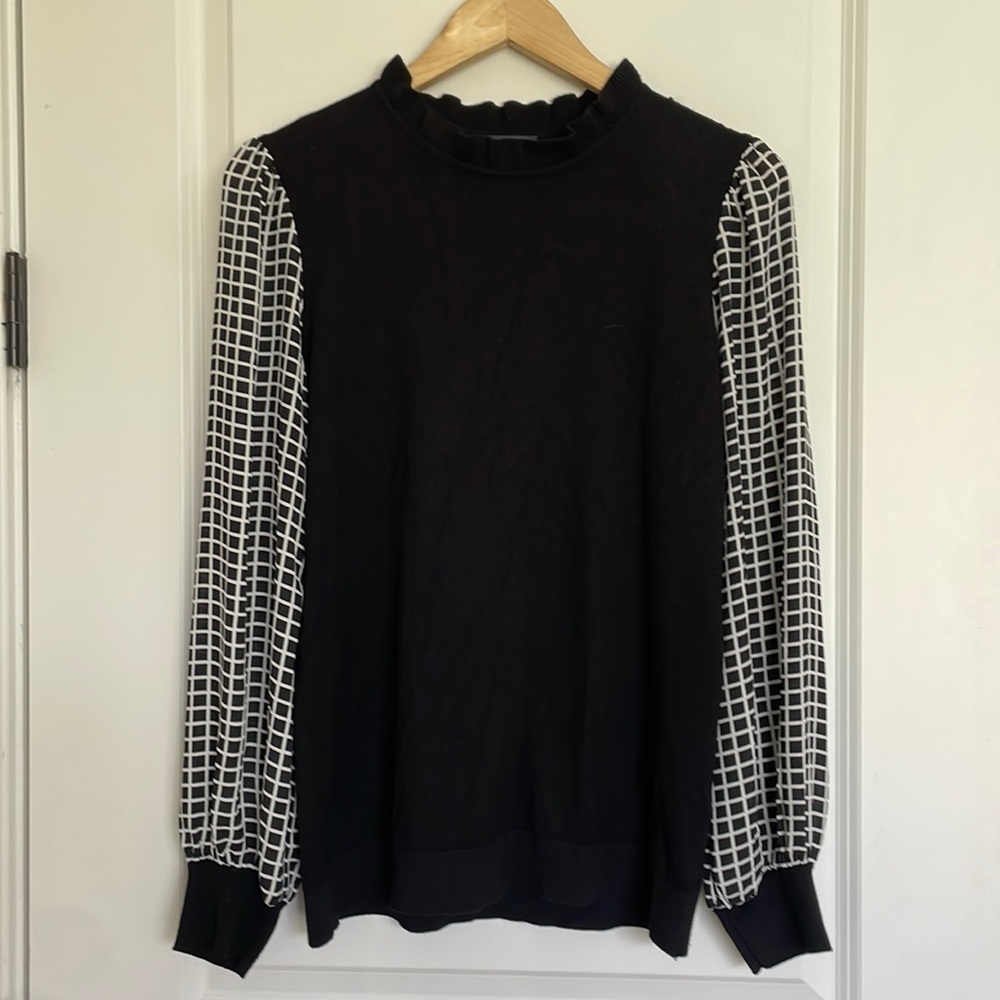 Adriana Papell Women’s Sweater Blouse Black/White M